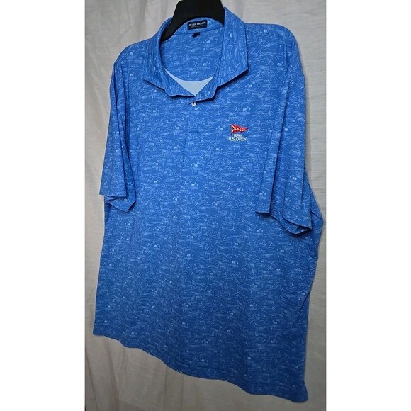 Peter Millar Crown Crafted 123rd US Open Polo Shirt, Sz XXL, Blue/White, LACC - Picture 3 of 10